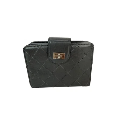Chanel Aged Calfskin 2.55 Reissue Zip Gray Compact Wallet Women Grey One Size - Image 1 of 4