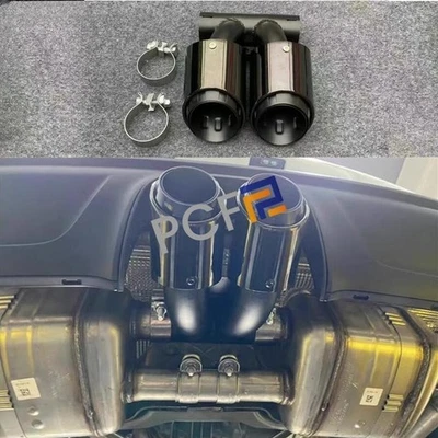 Tubo silenciador punta de escape de acero inoxidable negro para Porsche 718 Boxster Cayman 2016-24 Foto 1 de 4