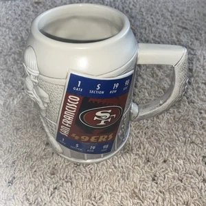 SAN FRANCISCO 49ERS Football GameTicket CeramicGlass Beer Stein Mug Vtg NFL RARE - Picture 1 of 5