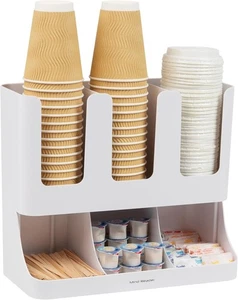 6 Compartment Upright Breakroom Coffee Condiment Cup Organizer Mind Reader - Picture 1 of 4