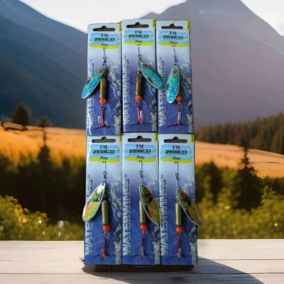 6 x Señuelo giratorio vintage Zebco Waterwings Prey talla 4 14,5 g azul amarillo Foto 1 de 4