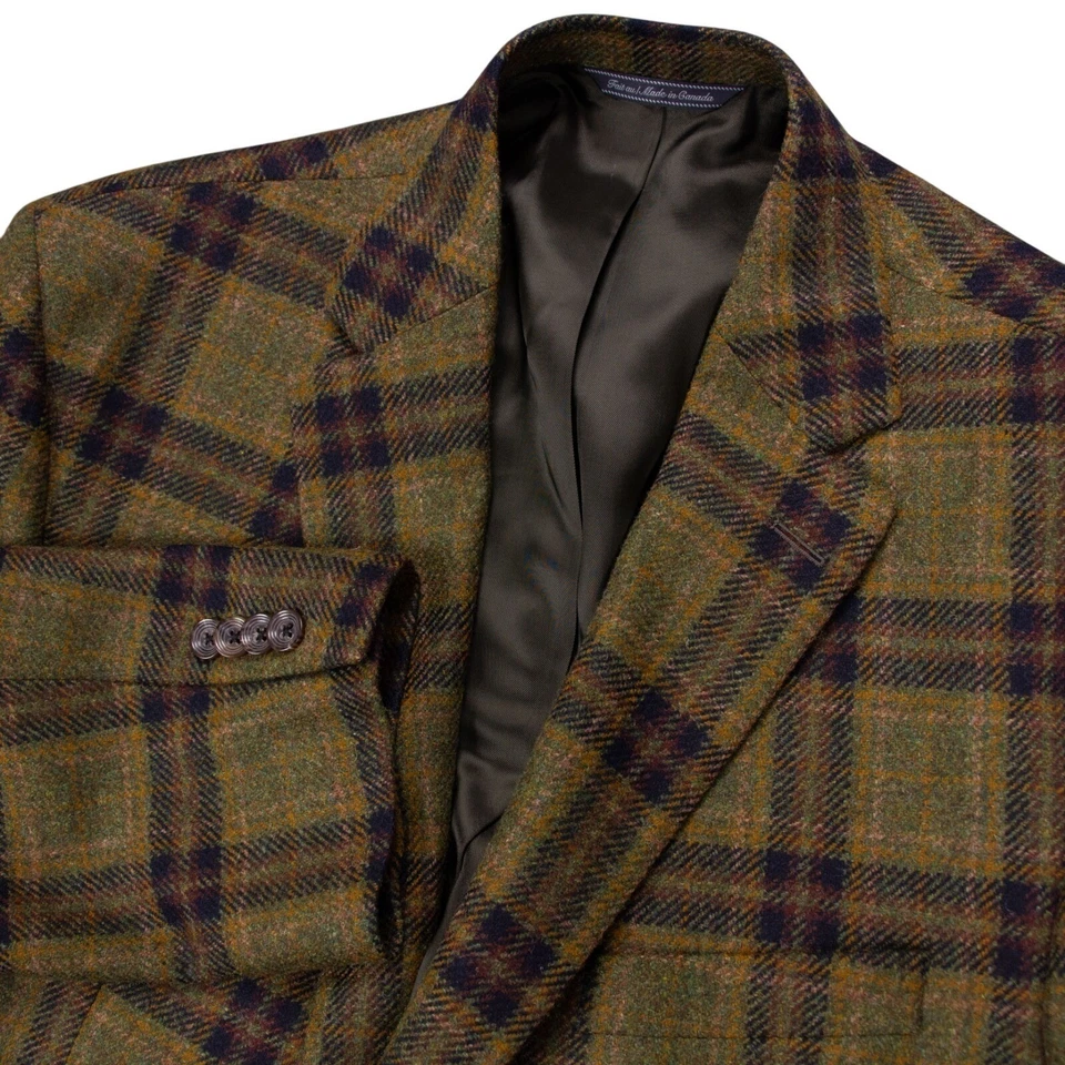 Blazer Abrigo Deportivo Patrick James Lana Cachemira Para Hombres 44R Verde Cuadros Foto 1 de 4