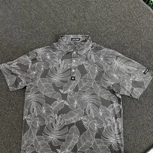 Bad Birdie Mens The Shadows Performance Golf Polo Gray Floral Size M - Picture 1 of 8