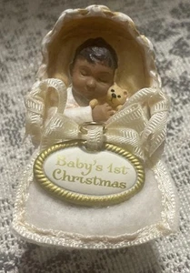 Hallmark 2006 Baby's First Christmas Ornament African American Child With Teddy - Picture 1 of 4