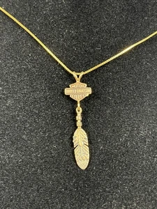"Cadena de oro de 14 k Harley Davidson de colección con colgante de oro de 10 k collar delgado para mujer de 10""" - Imagen 1 de 8