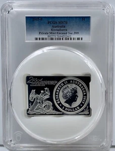 2015 P Australia Kookaburra Silver 3 Oz Bar and Coin PCGS MS 70 25th Anniversary - Imagen 1 de 2