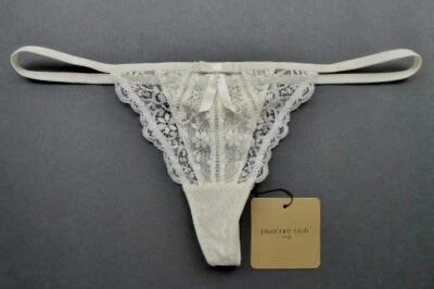 NWT Pleasure State VIP Amazonia Thong Panties Ecru Floral Lace Large Size L - Image 1 of 4