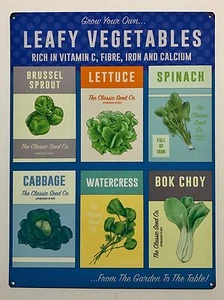 Grown Your Own Leafy Vegetables - Tin Metal Wall Sign - Picture 1 of 1