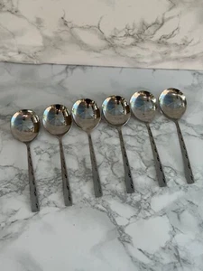 6 Viners Executive Suite Cutlery SOUP SPOONS AZTEC PATTERN CUTLERY VGC - Picture 1 of 7