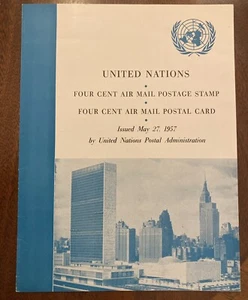 United Nations Air Mail Postage Stamp And 4 Cent Air Mail Postal Card #08-04231 - Picture 1 of 5