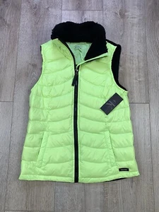 Calvin Klein Weste Damen S neongrün Full Zip gesteppt Taschen Stretch Kunstfell - Bild 1 von 16