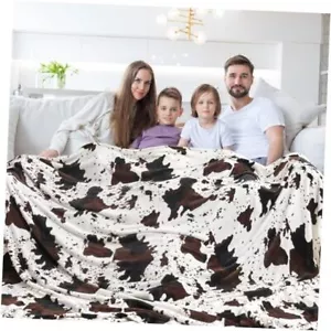 King Size Blanket Soft Cozy Cow Blanket for Couch 90"x108"-King Dark Cow Print - Picture 1 of 8