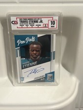 Travis Etienne 2021 Panini Donruss Elite Pen Pals Blue Ink Rc On Card Auto