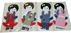 Lot of 4 Vinyl Cut Out Dolls with Snap On Clothing Educational Toy Hobby - Picture 1 of 7