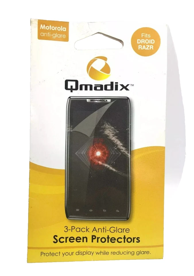 3 Pack Qmadix Anti Glare LCD Screen Protectors Fits Motorola Droid RAZR - Image 1 of 4