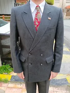 1960s Vintage handtailored Pierre Cardin classic bespoke db gangster grey suit - Picture 1 of 19