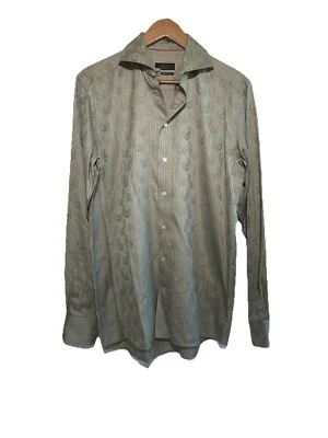 Camisa social ETON Ganghester 1928 paisley listrada botão para baixo LS 16/41 - Imagem 1 de 4