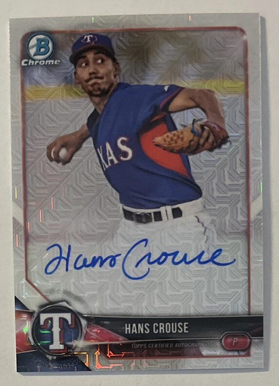 2018 Bowman Chrome Hans Crouse Mojo Refractor Prospect Auto #BMA-HC Rangers - Image 1 of 2