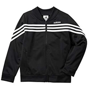 Adidas Girls Linear Tricot  Black Jacket, #AP4462- Size S/P (7-8) New w/Tag - Picture 1 of 3
