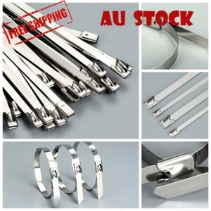Stainless Steel Cable Ties SS304 Metal Self Locking Zip Tie Strap Wrap 150-800mm - Picture 1 of 4