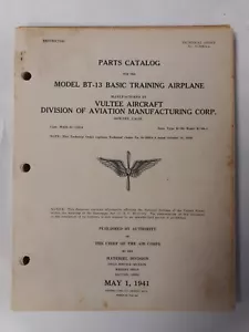 Consolidated Vultee BT-13 Basic Training Airplane Parts Catalog 1941 Original - Picture 1 of 12