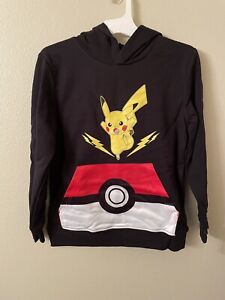 Youth X-Large Pokémon Pikachu Hooded Fleece Sweatshirt Black