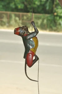 Vintage TOM Lehmann Litho Climbing Monkey Mechanical Tin Toy, Germany - Picture 1 of 11