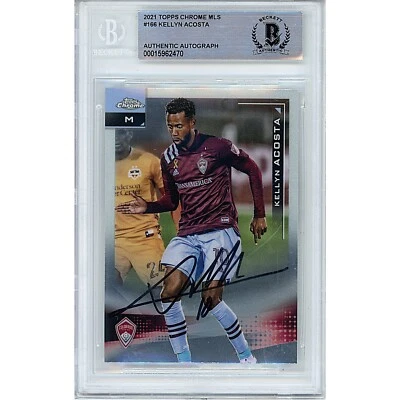 Kellyn Acosta Signed 2021 Topps Chrome MLS #166 BAS Slabbed Colorado Rapids Auto - Image 1 of 4