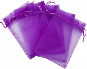 100pcs Purple Organza Bags 4x 6 Wedding Christmas Favors Gift Drawstring Pouches - Picture 1 of 4