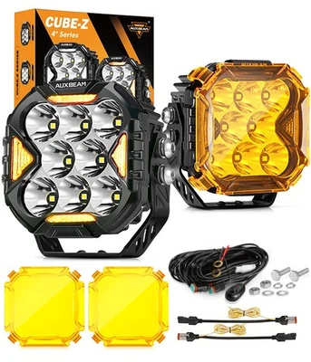 AUXBEAM 4 pulgadas LED Pod Luces Off Road Luz de conducción Blanco DRL Ámbar Señal de giro Foto 1 de 4