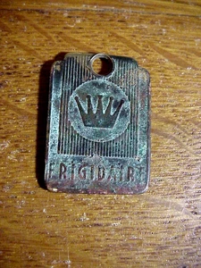 FRIGIDAIRE Antique Bronze KEY RING KEYCHAIN FOB # 464615 with Crown Logo - Picture 1 of 3