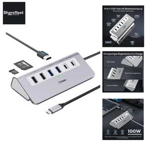 USB C Hub, 9-IN-1 USB Hub 3.0 mit 4K HDMI, 2 Type-A 3.0, PD 100W, 2 Type-A 2.... - Bild 1 von 11