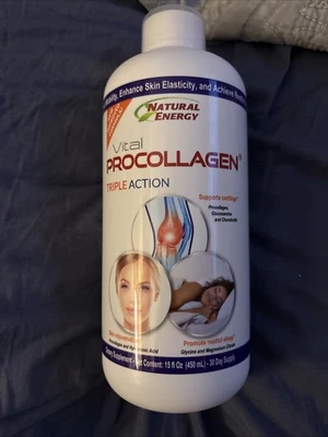 Vital Procollagen 15 жидких унций новый бренд Triple Action Natural Energy - 1 бутылка - Изображение 1 из 2