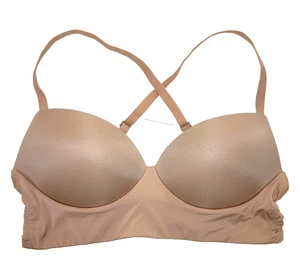 Victoria's Secret Pullover gepolsterter Halb-BH verstellbarer gekreuzter Rücken Träger beige L - Bild 1 von 12