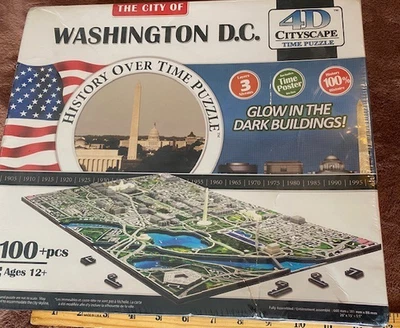 Rompecabezas de paisaje urbano 4D - Mapa de la ciudad de Washington D.C. con capa de tiempo nuevo sellado Foto 1 de 4