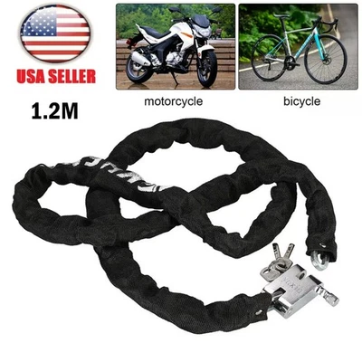 3.94ft Heavy Duty Bike Chain Lock w/ 3 Keys High Security for Motorcycle Bicycle - Image 1 of 4