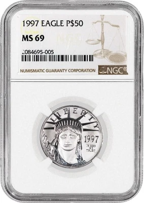 1997 $50 American Platinum Eagle 1/2 oz .9995 NGC MS69 Coin - Image 1 of 4