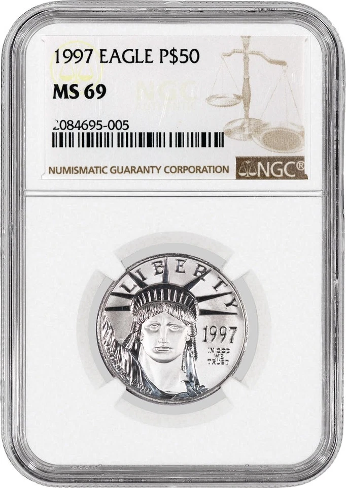 1997 $50 American Platinum Eagle 1/2 oz .9995 NGC MS69 Coin - Image 1 of 4