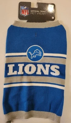 Suéter de cachorro Pets First Detroit Lions NFL malha quente e aconchegante com logotipo da equipe da NFL - Imagem 1 de 3