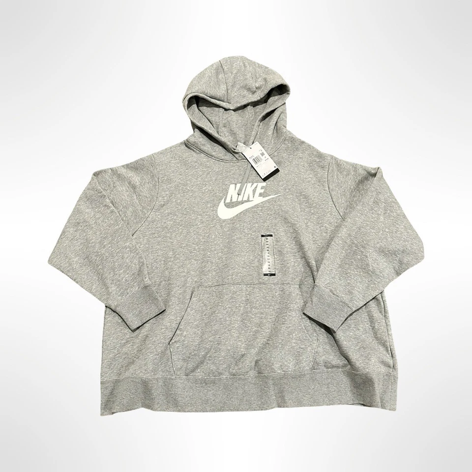 2XL Nike Women Sportswear Club Fleece Women's Pullover Hoodie Gray