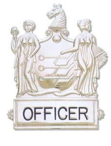 BLACKINTON OBSOLETE NEW JERSEY HAT BADGE 2-3/4" TALL NICKLE SCREW BACK RETAIL$99 - Picture 1 of 2