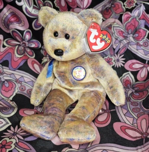 CLUBBY III the BEAR ✨️ MWNMT Very near Mint ✨️ new TY Beanie Baby Plush 2000 VTG - Picture 1 of 6