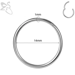 2X 18g 14mm ASTM F136 CERTIFIED IMPLANT GRADE Titanium Clicker Hinged Ring Hoops - Picture 1 of 4