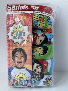 RYAN'S WORLD 5 Pack Boys Briefs Underwear Sz 4 100% Cotton Soft - Picture 1 of 3
