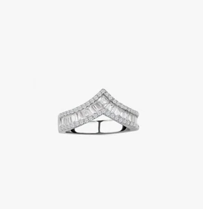 Gorgeous Simulated Diamond Rhodium Plated 925 Silver Wishbone Ring - 1.9 cts (L) - Picture 1 of 2