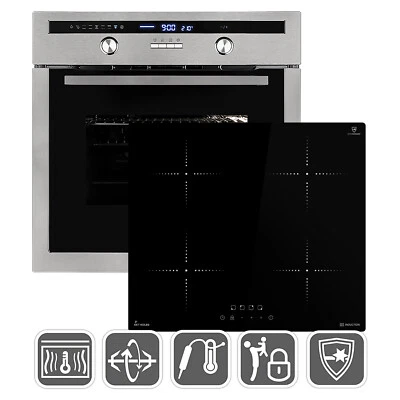 Autarkes Herdset: 60cm Einbaubackofen  + 59cm Induktionskochfeld  Drehspieß - Bild 1 von 4