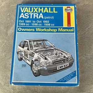 Vauxhall Astra Petrol 1991 to 1992 1389 1598 1998 cc HAYNES WORKSHOP MANUAL B1E - Picture 1 of 2