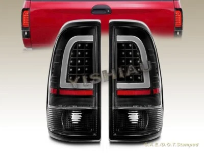97 98 99-03 Ford F150 F-150 1999-2007 F-250 F-350 Tail Lights C-BAR LED BLACK - Image 1 of 4
