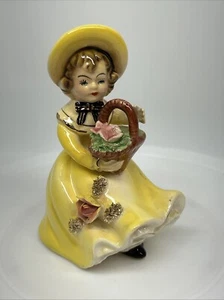 Vintage Decorated RIES Japan Beautiful Lady Girl Figurine 5" Tall - Picture 1 of 9