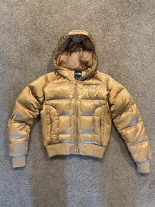 The North Face 550 VTG Hooded Gold Puffer Coat Bomber Winter Jacket Y2K Skiing - Picture 1 of 11